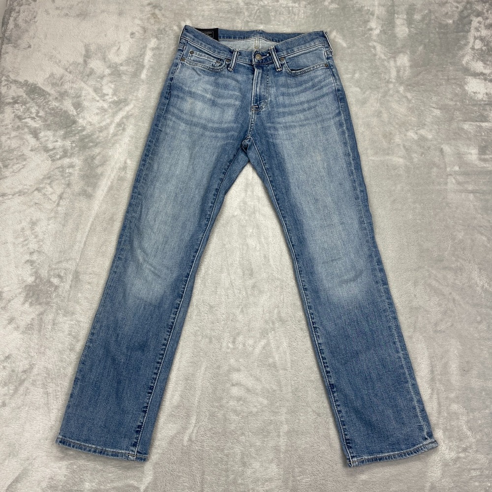 Abercrombie & Fitch Jeans Men 28x30 Blue Denim Faded Stretch Kennan Straight Leg